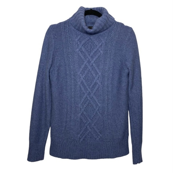 J. Crew Sweaters - J Crew Dusty Blue Cambridge Cable Knit Turtleneck Sweater Size Medium 10076
